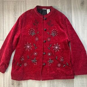 White‎ Stag Vintage Red Embroidered Button Jacket - Size XL